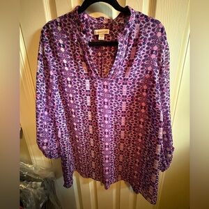 Coldwater Creek Women's Pink and Purple Patterned Blouse